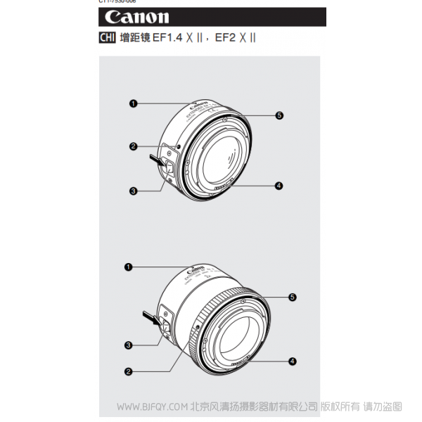 佳能 EXTENDER EF1.4X II, EXTENDER EF2X II 使用手册 1.4倍 2倍二代 增距镜 说明书下载 使用手册 pdf 免费 操作指南 如何使用 快速上手