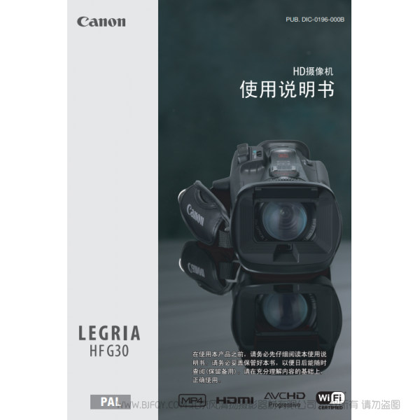 佳能 Canon HF系列 LEGRIA HF G30 使用说明书 说明书下载 使用手册 pdf 免费 操作指南 如何使用 快速上手